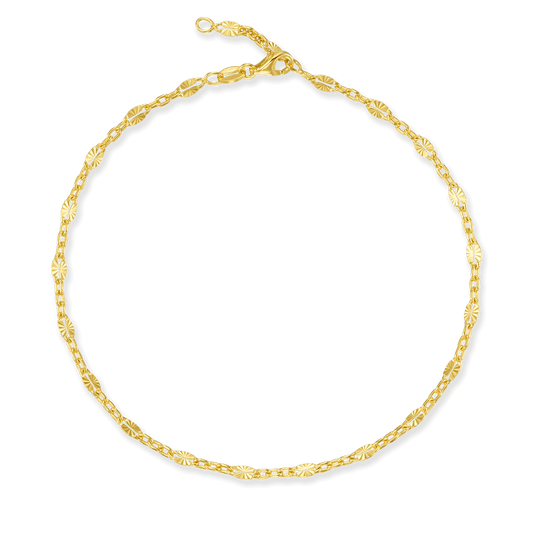 Stellari Gold Sunburst Cable Links Anklet