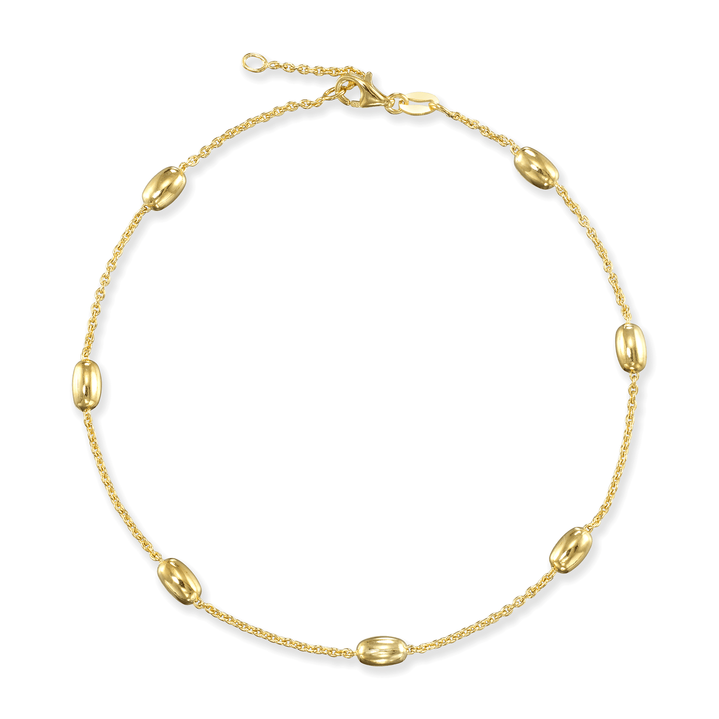 Stellari Gold Large Oval Beads on Cable Chain Anklet
