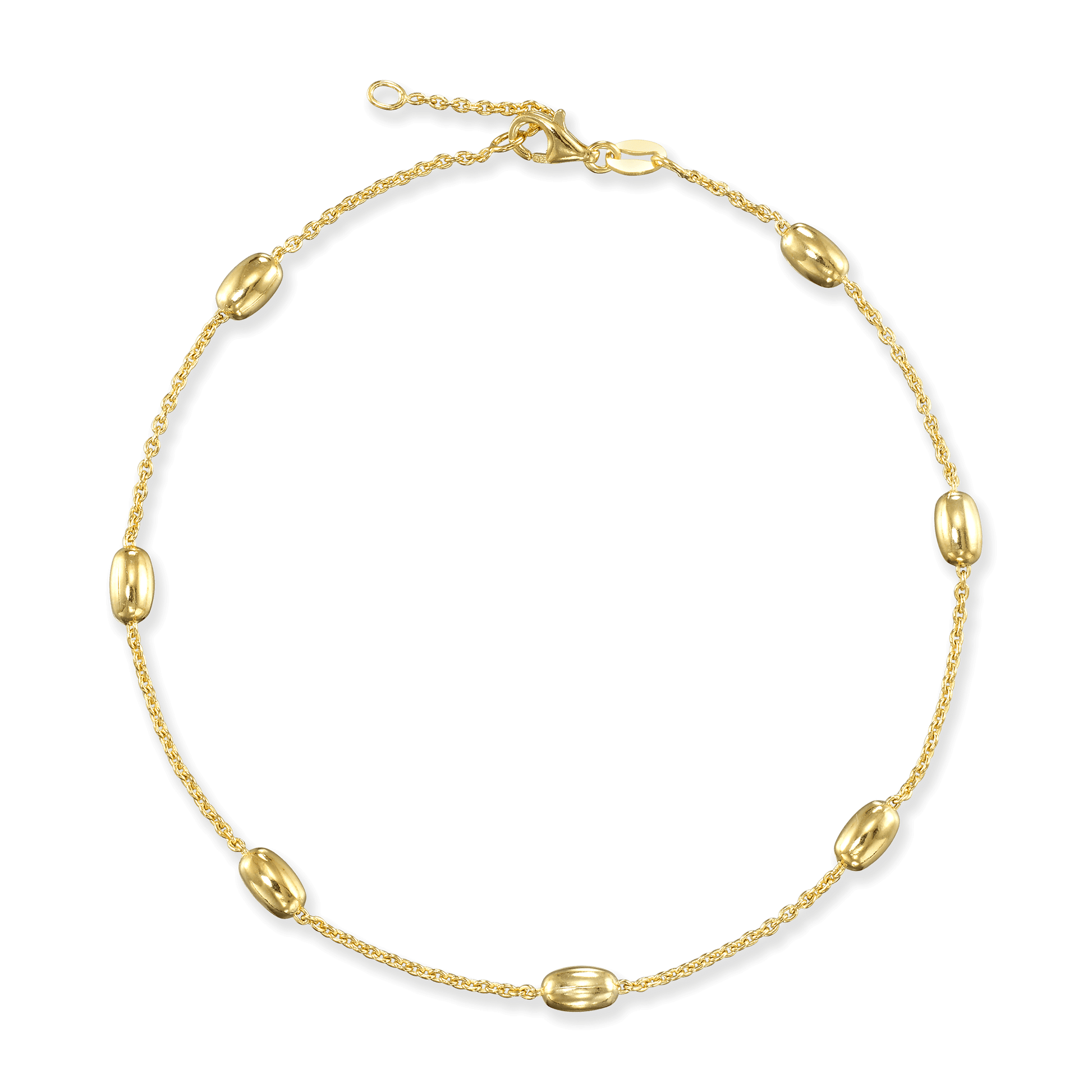 Stellari Gold Large Oval Beads on Cable Chain Anklet