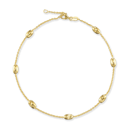 Stellari Gold Large Oval Beads on Cable Chain Anklet