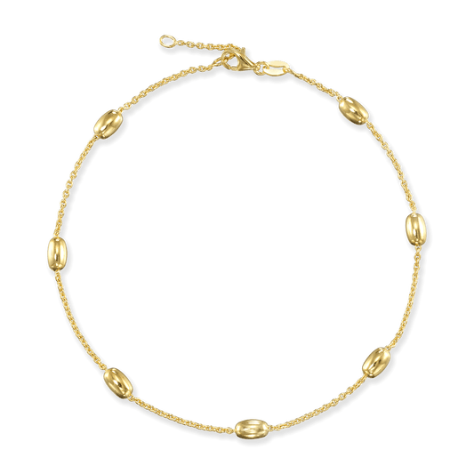 Stellari Gold Large Oval Beads on Cable Chain Anklet