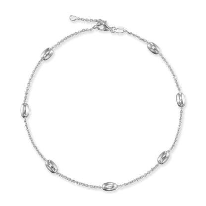 Sterling Silver Large Oval Beads on Cable Chain Anklet