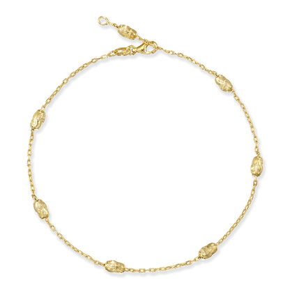 Stellari Gold Diamond-Cut Oval Beads on Cable Chain Anklet