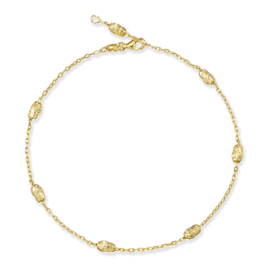 Stellari Gold Diamond-Cut Oval Beads on Cable Chain Anklet