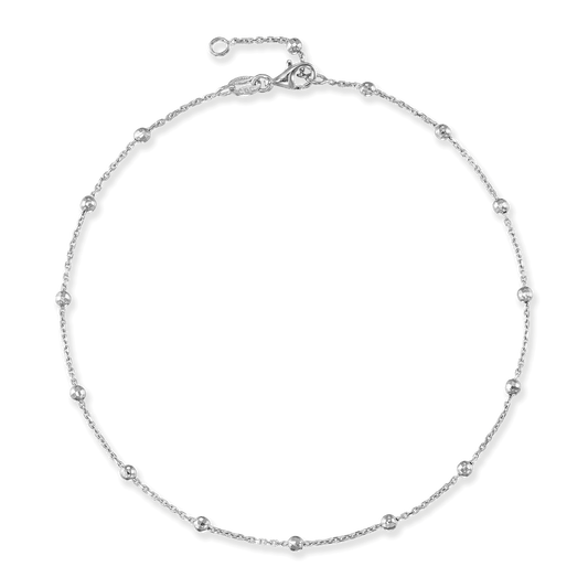 Sterling Silver Saturn Disco Bead Anklet