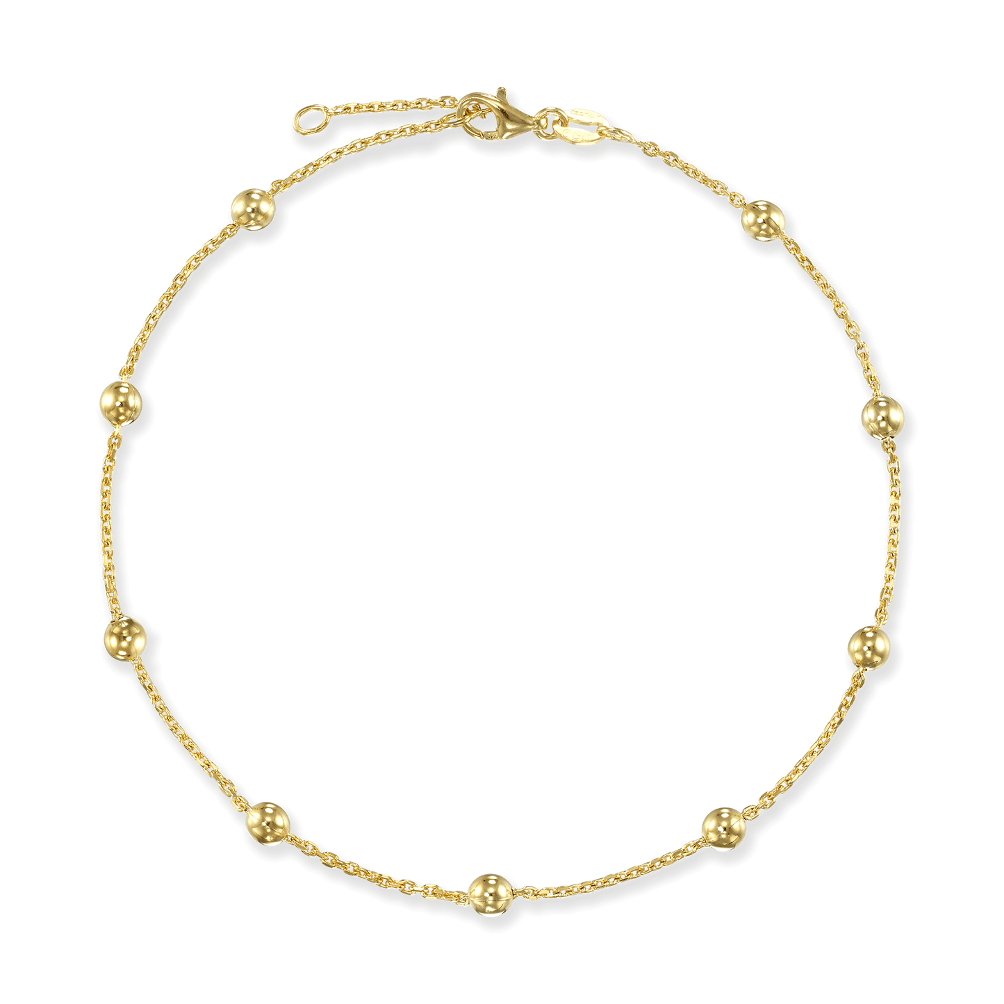 Stellari Gold Round Beads on Cable Chain Anklet