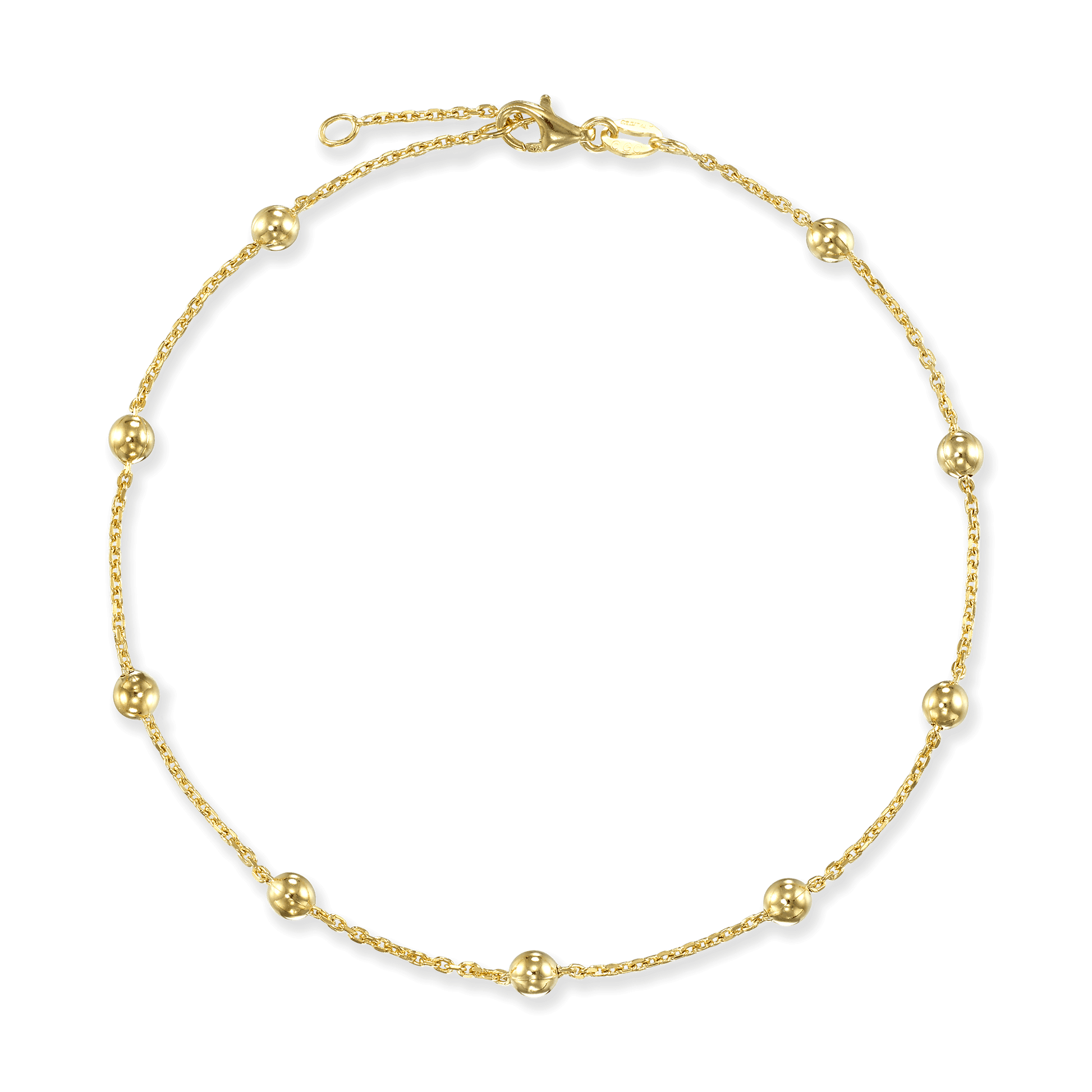 Stellari Gold Round Beads on Cable Chain Anklet