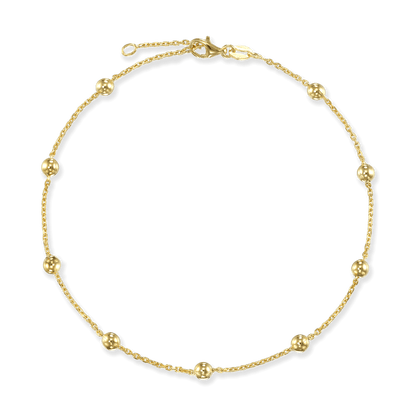 Stellari Gold Round Beads on Cable Chain Anklet