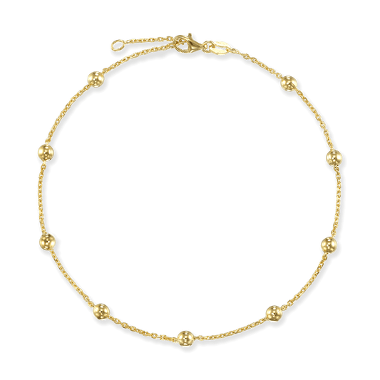 Stellari Gold Round Beads on Cable Chain Anklet