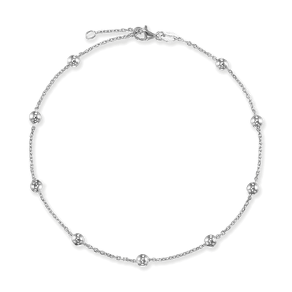 Sterling Silver Round Beads on Cable Chain Anklet