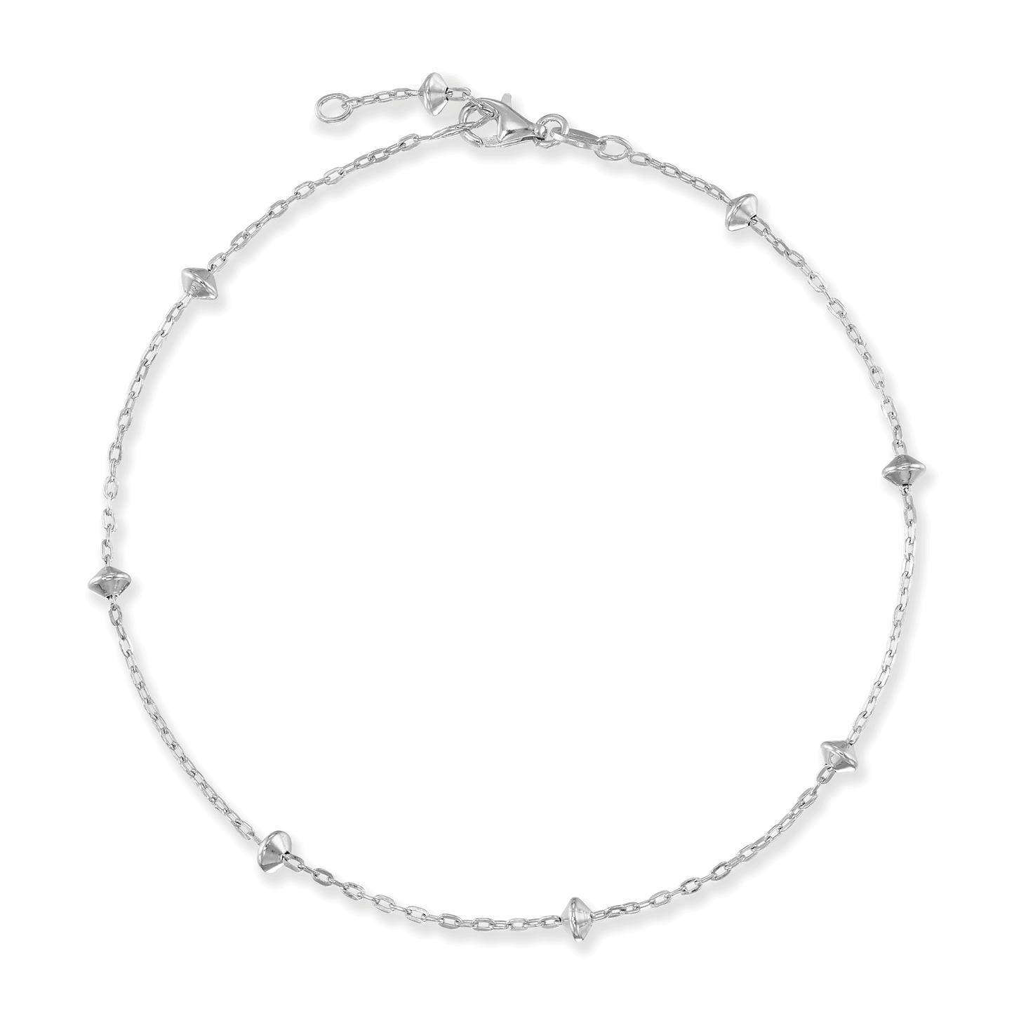 Sterling Silver Saucer Beads on Cable Chain Anklet