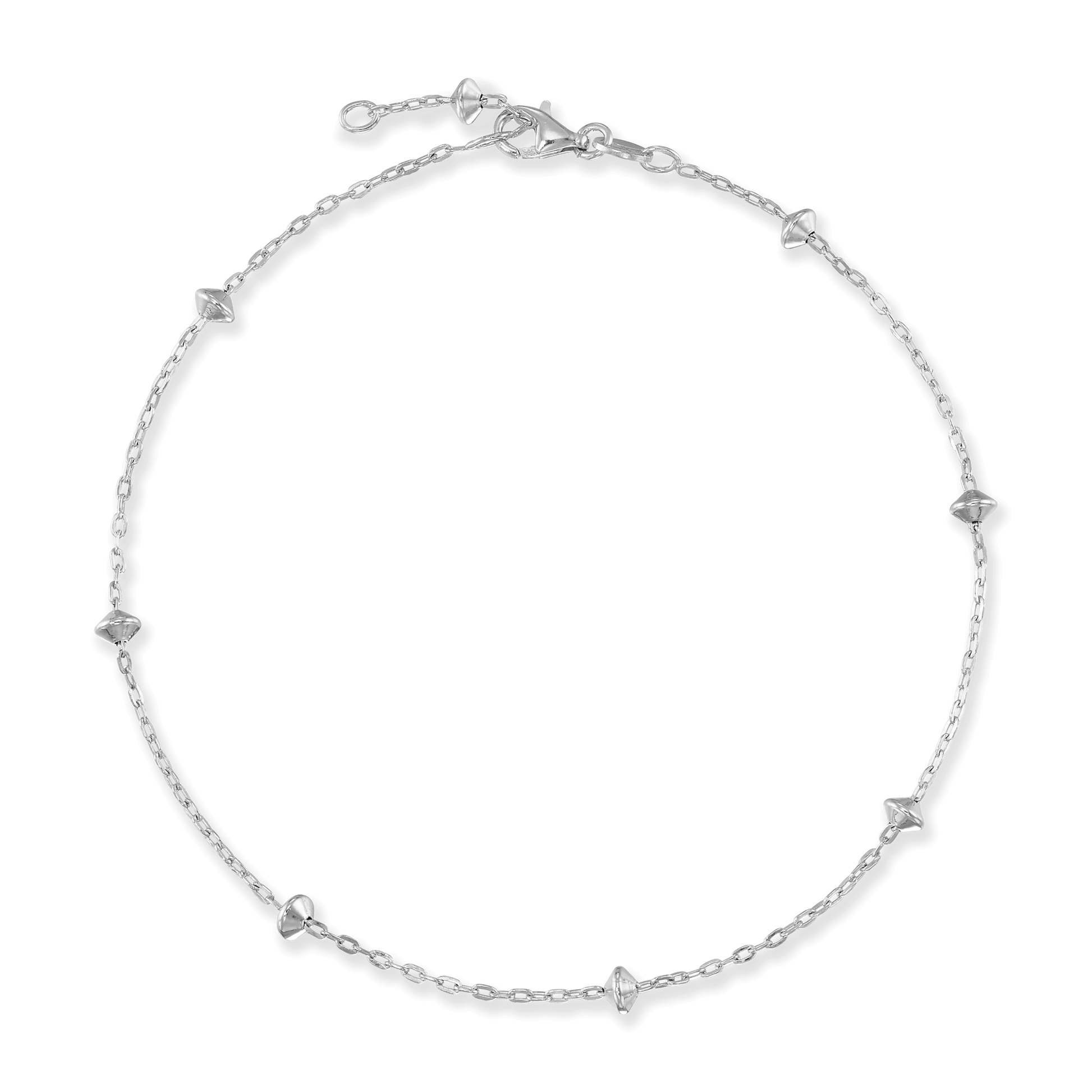 Sterling Silver Saucer Beads on Cable Chain Anklet