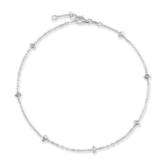 Sterling Silver Saucer Beads on Cable Chain Anklet