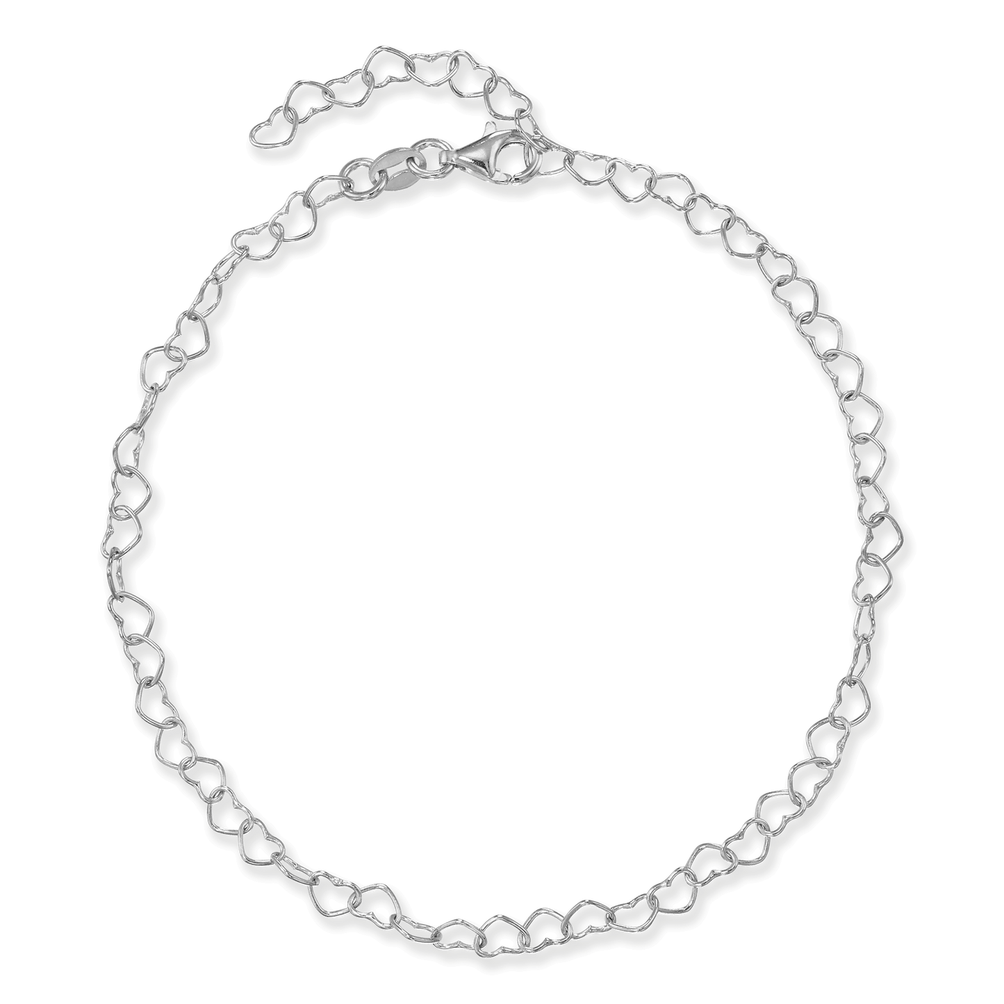 Sterling Silver Heart Link Chain Anklet