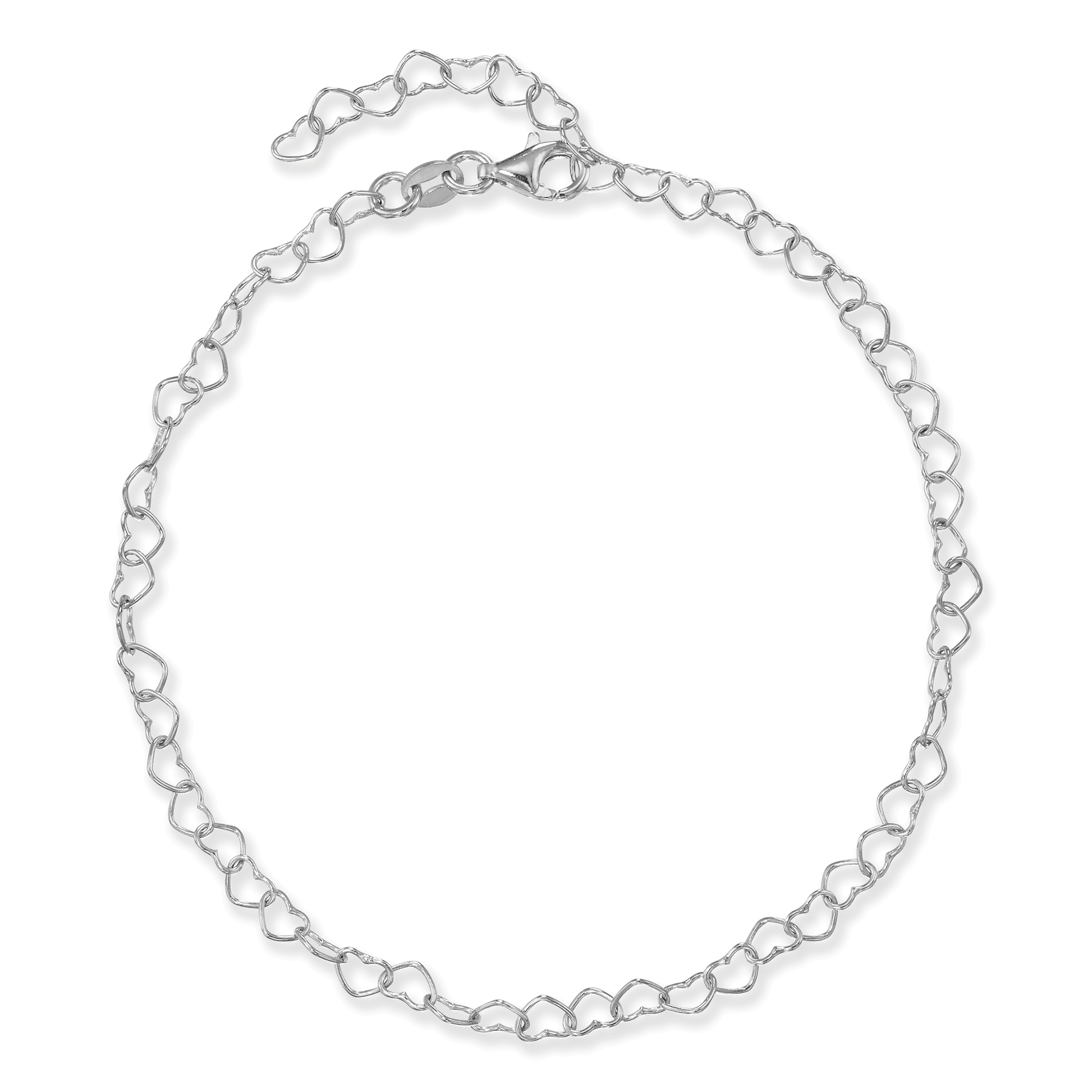 Sterling Silver Heart Link Chain Anklet