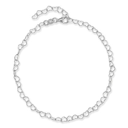 Sterling Silver Heart Link Chain Anklet