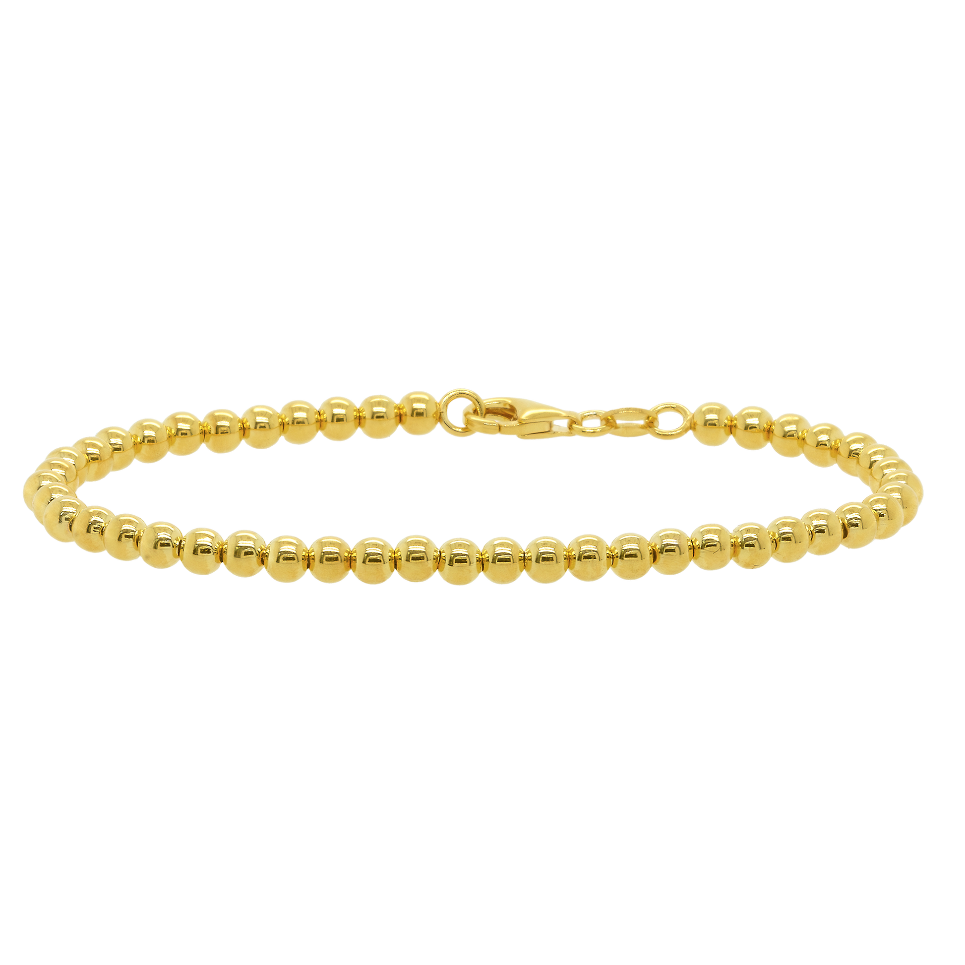 Stellari Gold Polished 4mm Bead Bracelet 7.5"