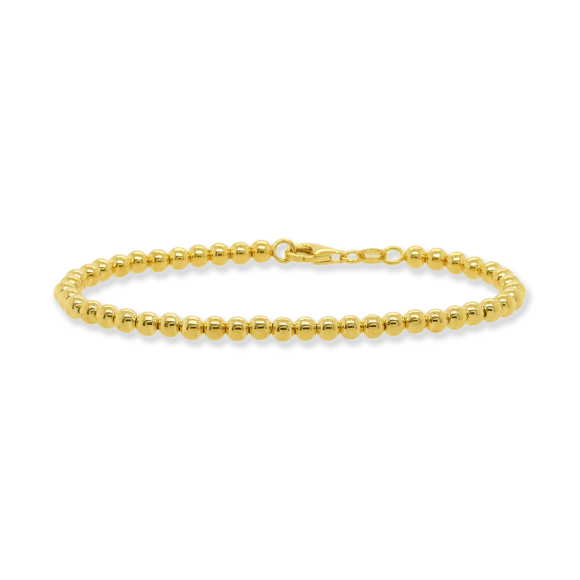 Made in Italy 4mm Ball Bracelet 7.5" in 18K Gold Bonded Sterling Silver