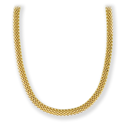 Made in Italy Mesh Checkerboard Necklace, 8mm in 18K Gold bonded Sterling Silver