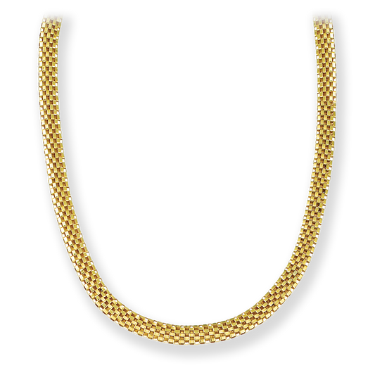 Made in Italy Mesh Checkerboard Necklace, 8mm in 18K Gold bonded Sterling Silver