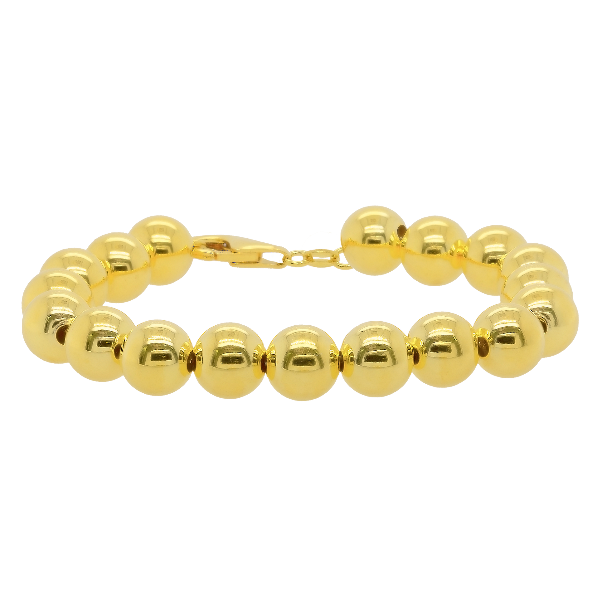 Stellari Gold Polished 10mm Bead Bracelet 8"