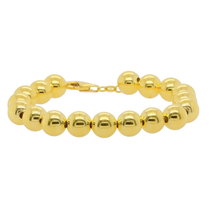 Stellari Gold Polished 10mm Bead Bracelet 8"