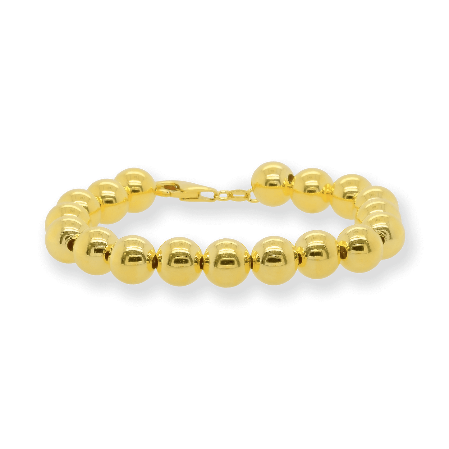 Stellari Gold Polished 10mm Bead Bracelet 8"
