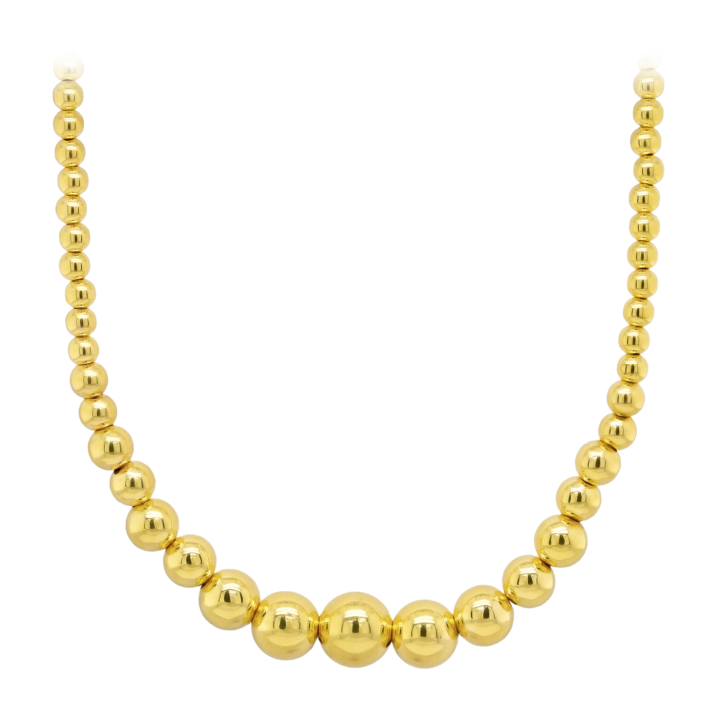 Stellari Gold Polished Graduated Bead Necklace 18"