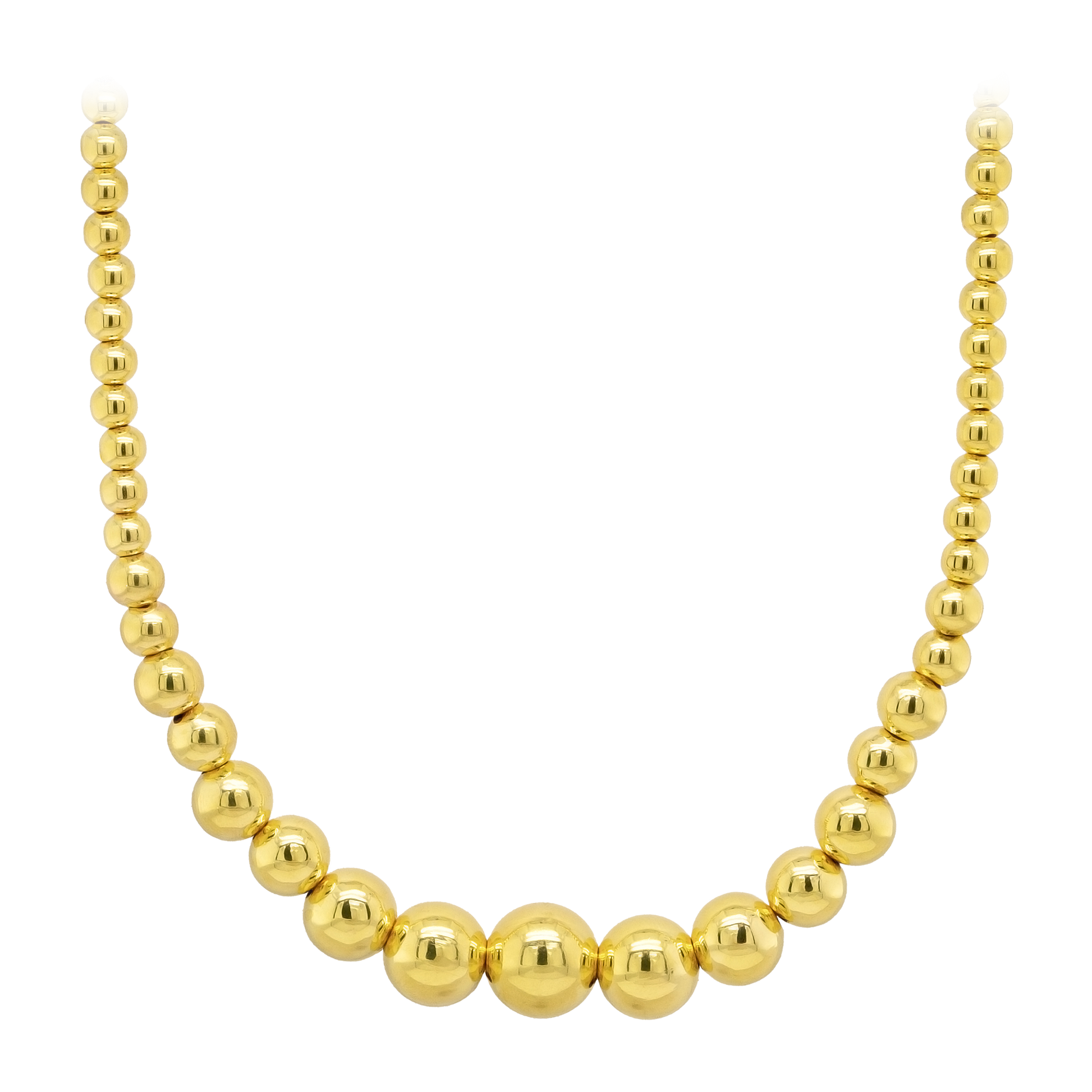 Stellari Gold Polished Graduated Bead Necklace 18"