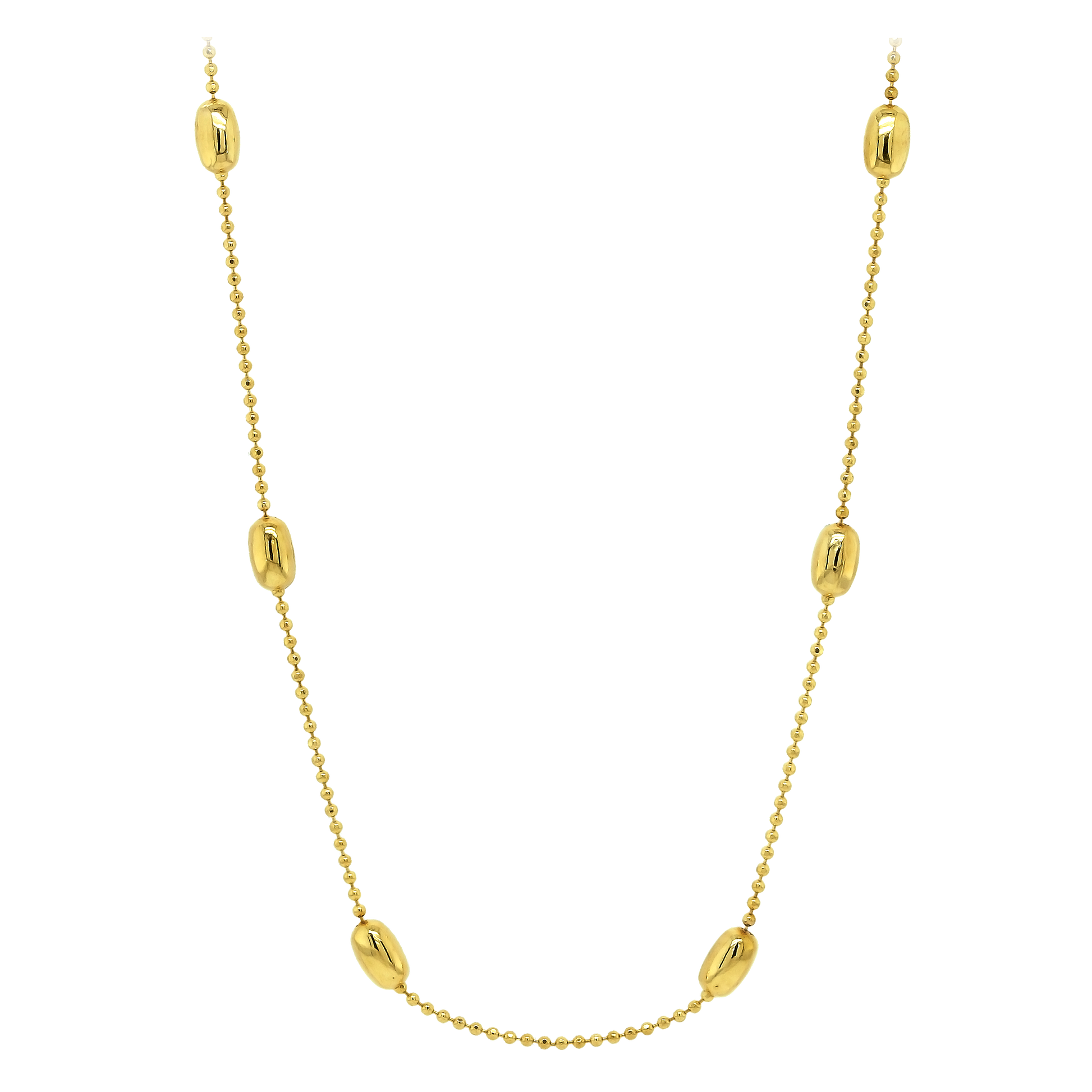 Stellari Gold Polished Oval Bead Stations Necklace 18"