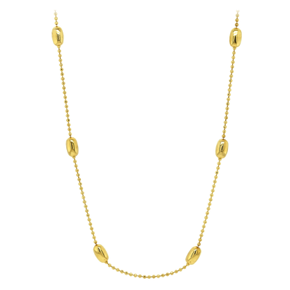 Stellari Gold Polished Oval Bead Stations Necklace 18"