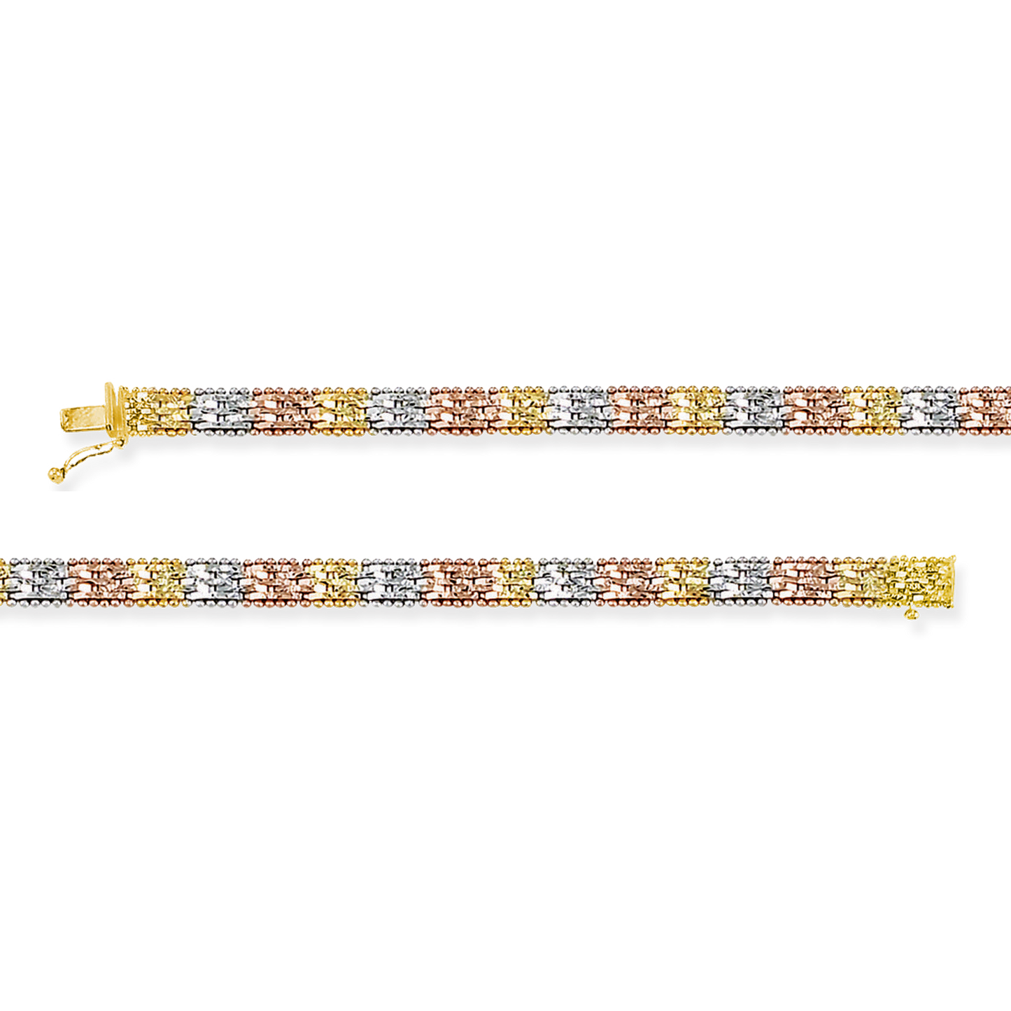 Stellari Gold Italian Tricolor Narrow Riccio Bracelet