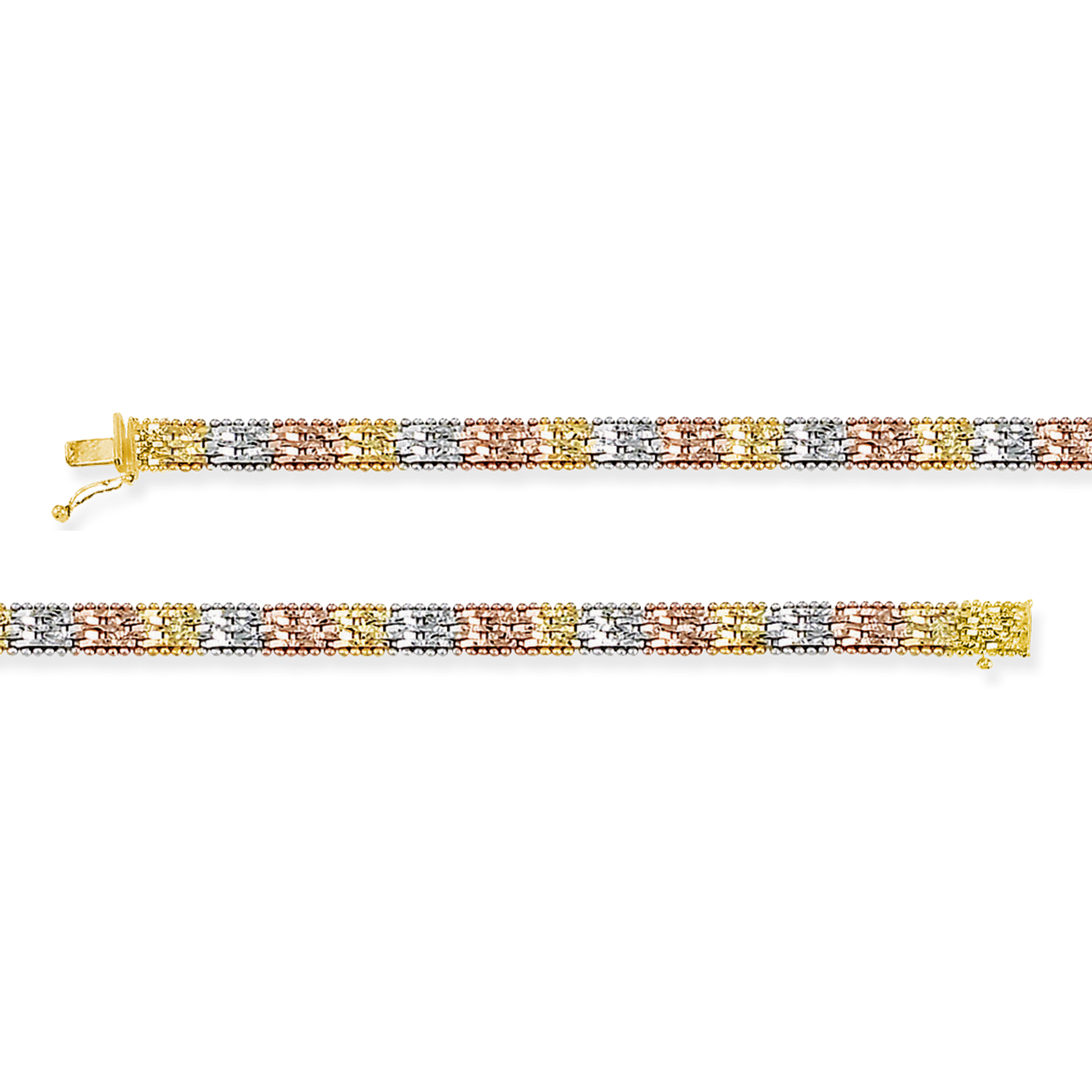 Stellari Gold Italian Tricolor Narrow Riccio Bracelet