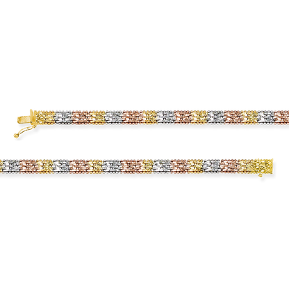 Stellari Gold Italian Tricolor Narrow Riccio Bracelet