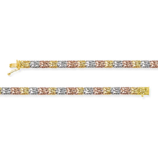 Stellari Gold Italian Tricolor Narrow Riccio Bracelet