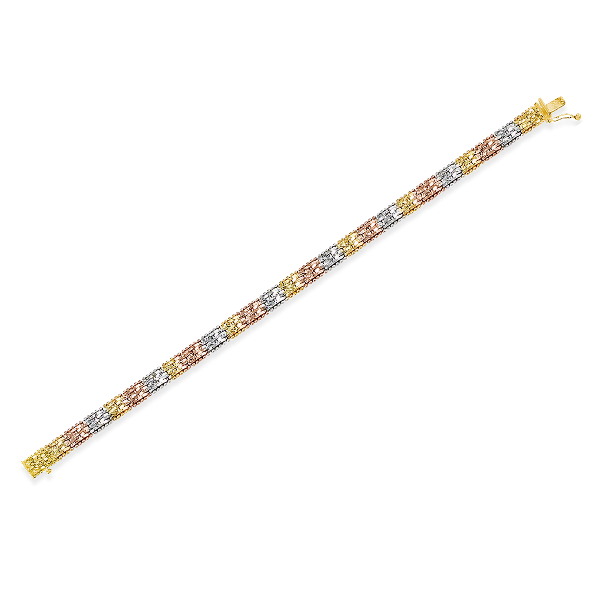 Stellari Gold Italian Tricolor Narrow Riccio Bracelet