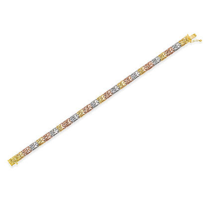 Stellari Gold Italian Tricolor Narrow Riccio Bracelet
