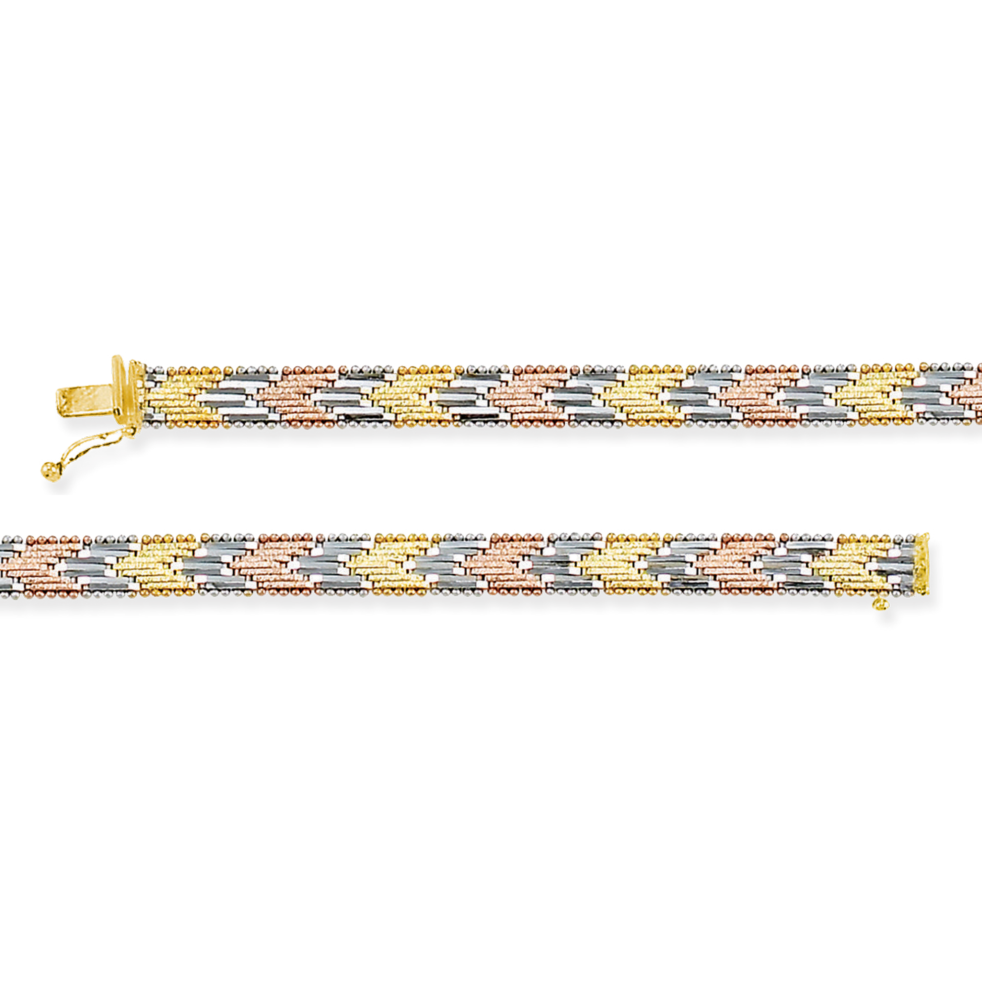 Stellari Gold Italian Tricolor Chevron Riccio Bracelet