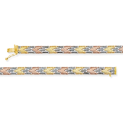 Stellari Gold Italian Tricolor Chevron Riccio Bracelet