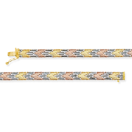 Stellari Gold Italian Tricolor Chevron Riccio Bracelet