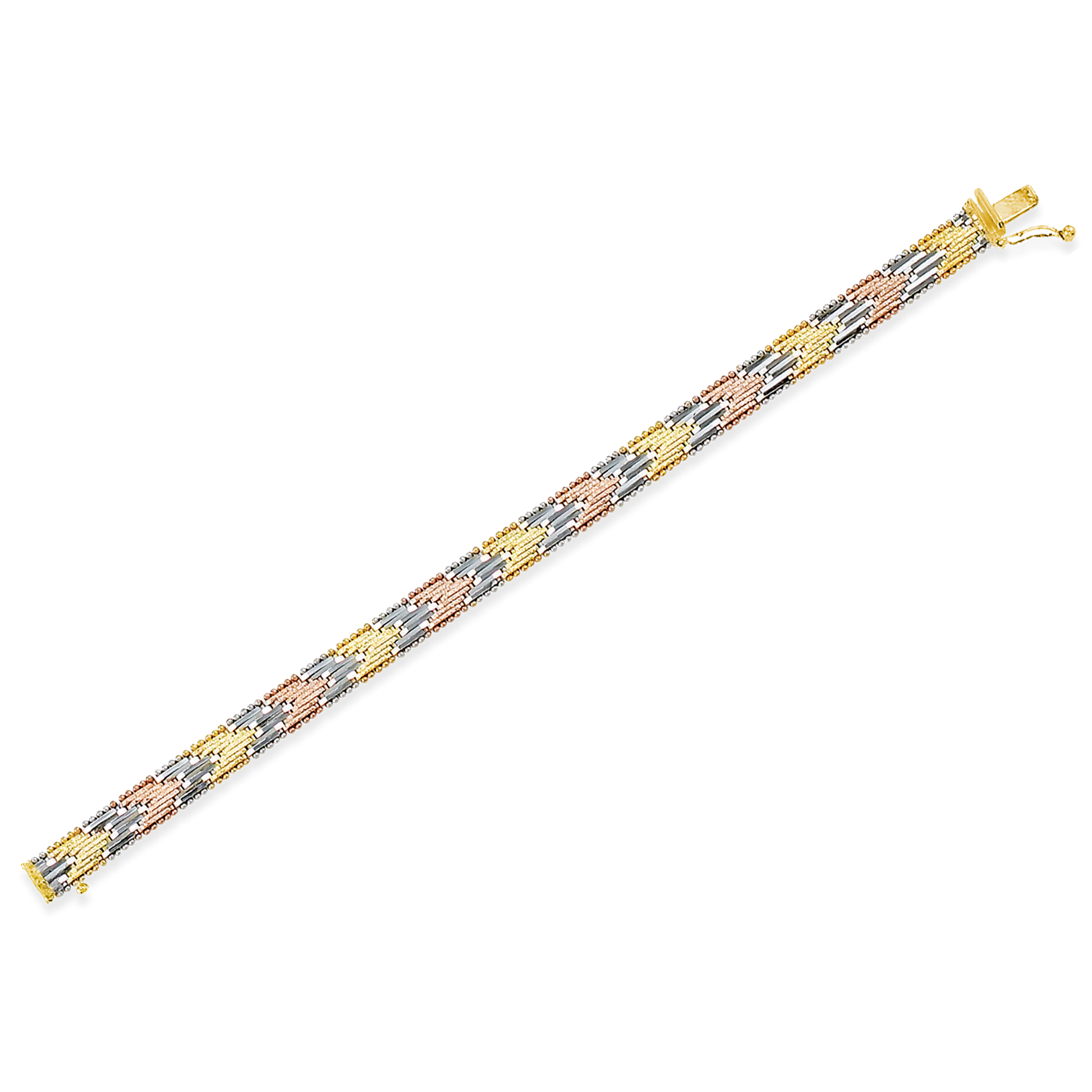 Stellari Gold Italian Tricolor Chevron Riccio Bracelet