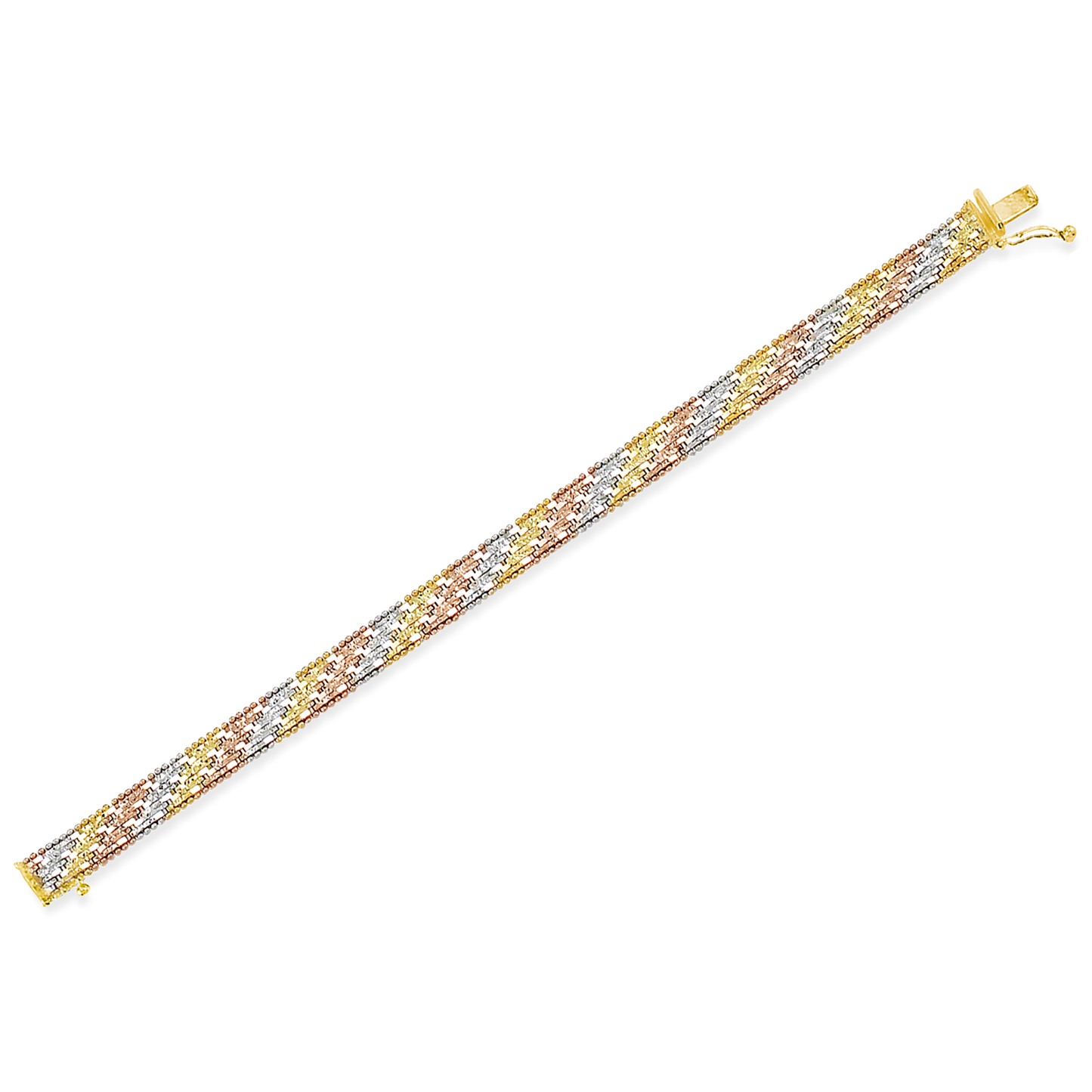 Stellari Gold Italian Tricolor Diagonal Riccio Bracelet