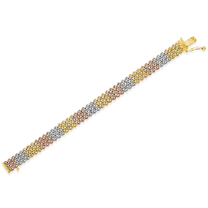 Stellari Gold Italian Tricolor Wide Zigzag Riccio Bracelet