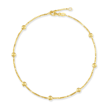 Stellari Gold Round Beads on Box Chain Anklet