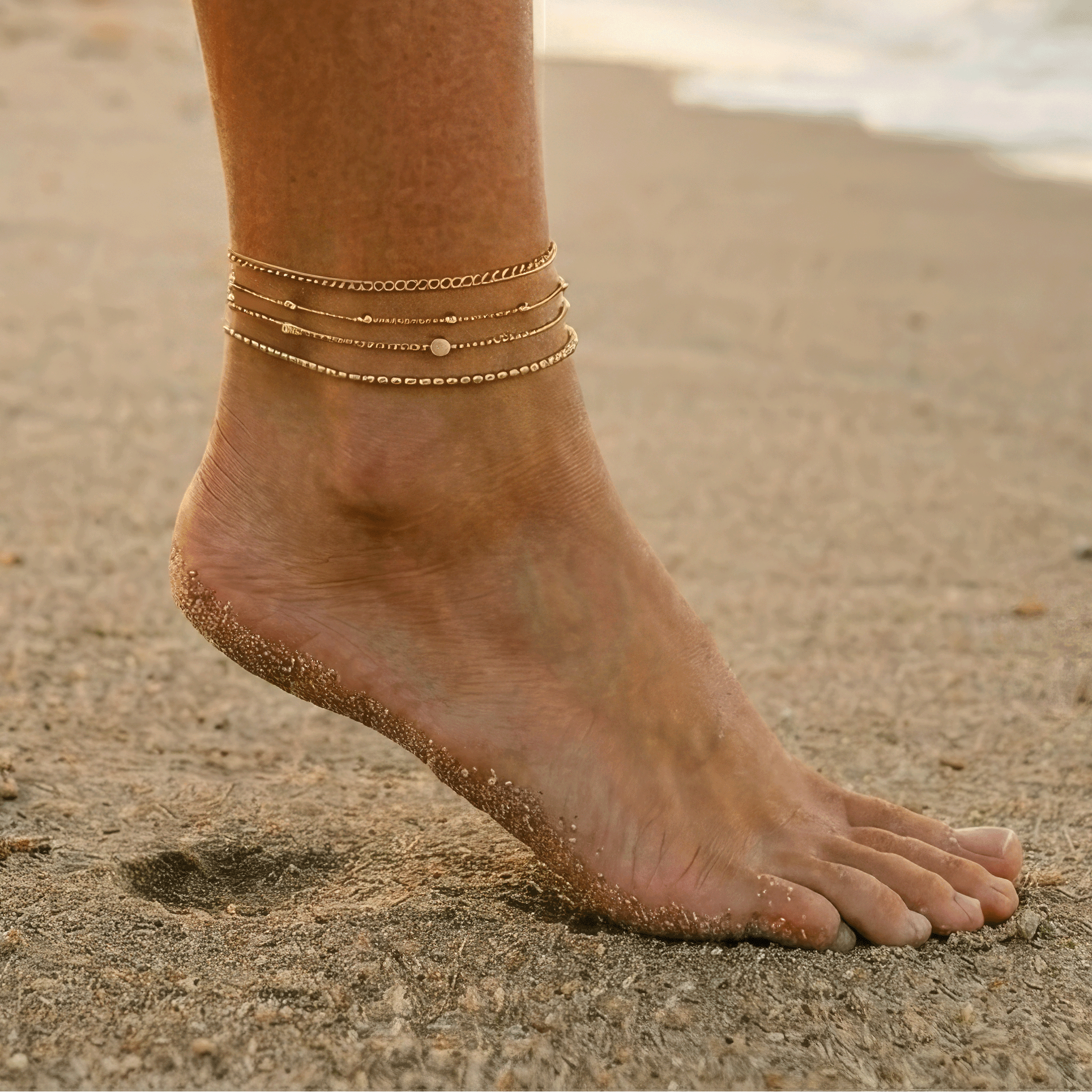 Gold-Bonded Sterling Silver Anklets, Made in Italy