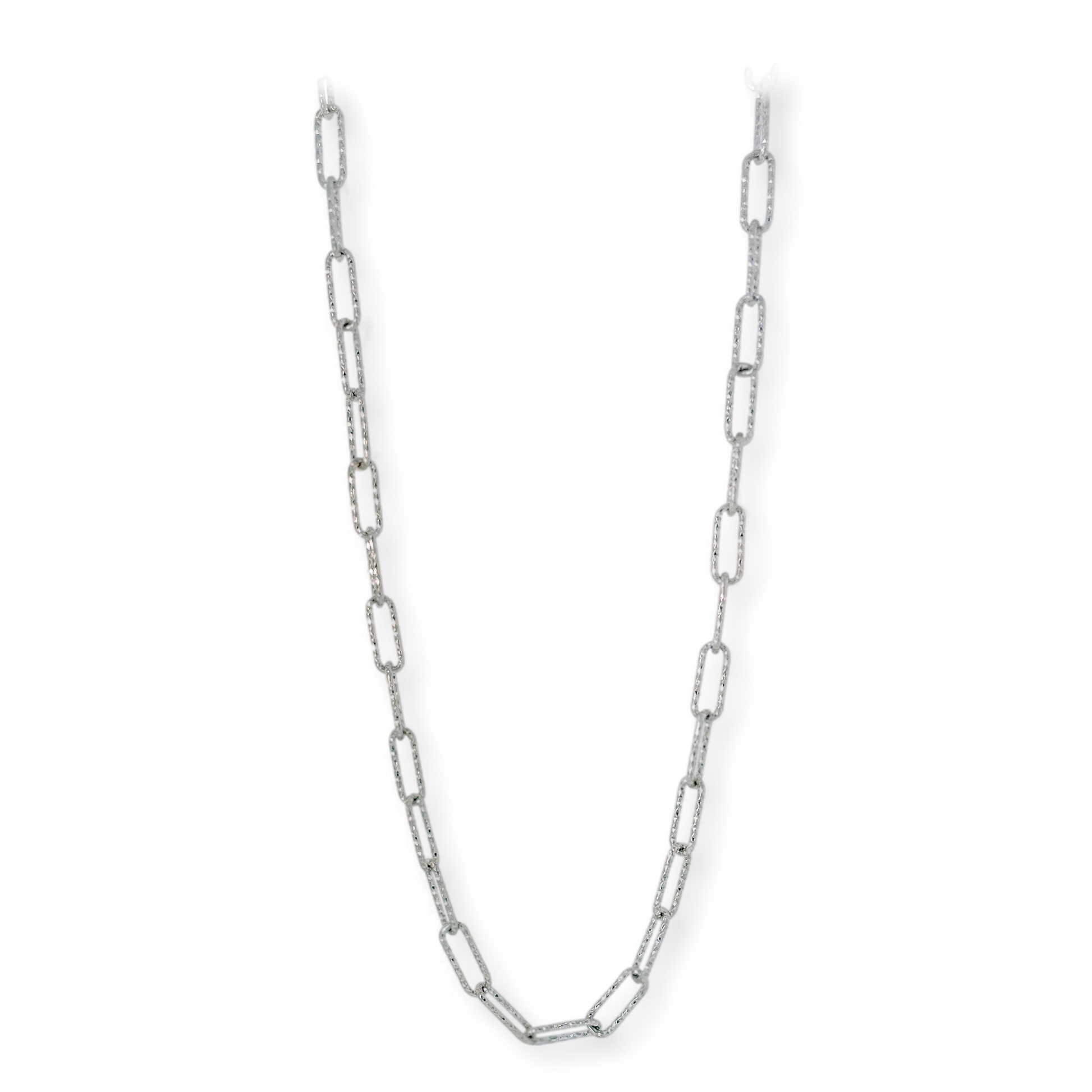 Franco Stellari Italian Sterling Silver Diamond-Cut Paperclip Necklace