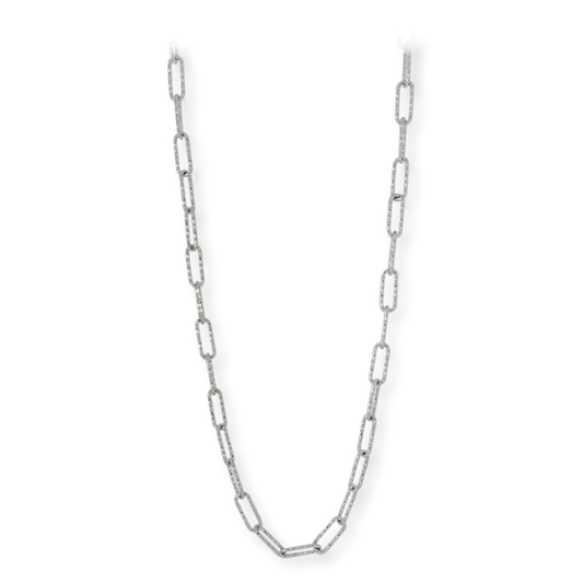 Franco Stellari Italian Sterling Silver Diamond-Cut Paperclip Necklace