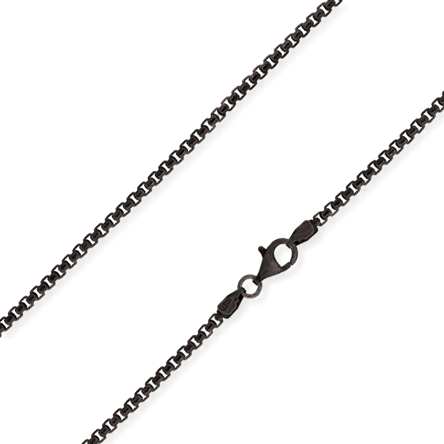 Franco Stellari Round Box Chain Necklace, 2.5mm Oxidized Finish