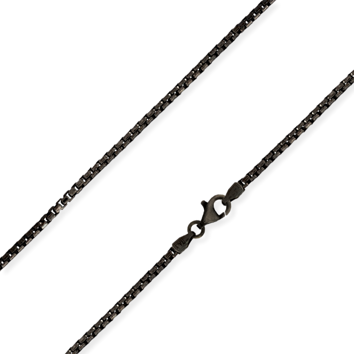 Franco Stellari Round Box Chain Necklace, 2mm Oxidized Finish