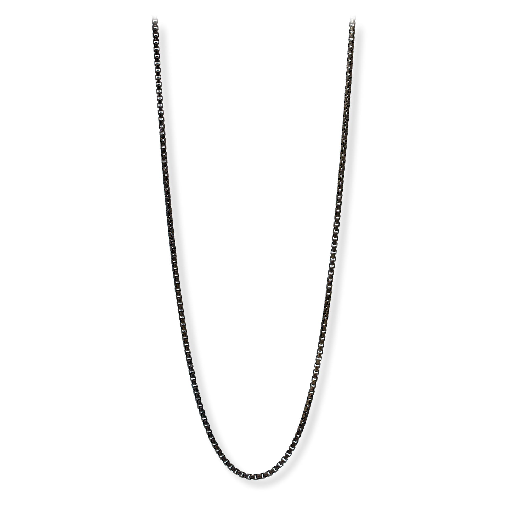 Franco Stellari Round Box Chain Necklace, 2mm Oxidized Finish